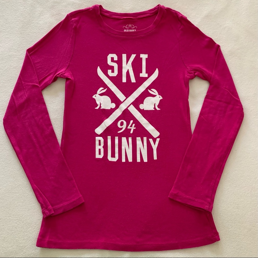 Old Navy Ski Bunny Long Sleeve T-shirt. Hot Pink S